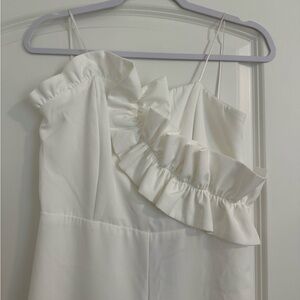 Elegant White Ruffle Jumpsuit